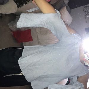 Blue and white stripe top with open sleeves